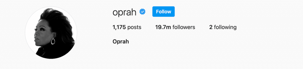 Oprah verified on instagram
